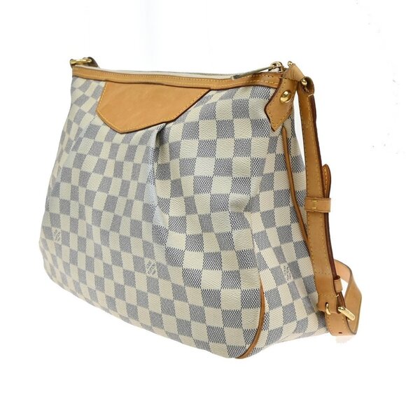 LOUIS VUITTON Siracusa MM Shoulder Bag Damier Azur Leather White - Picture 5 of 16